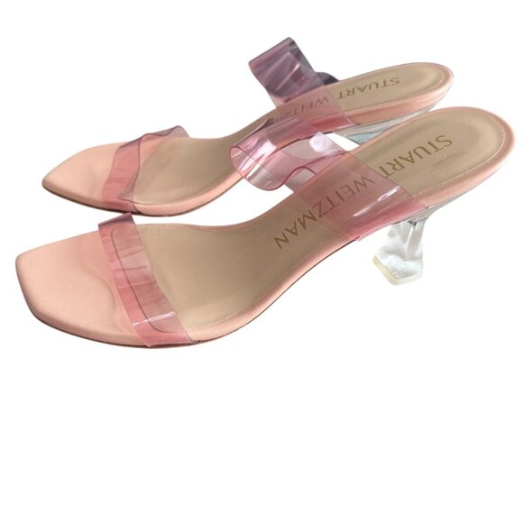 STUART WEITZMAN Krystal Clear Slide‎ Sandal Heels Women 8B Pink Girly Pastal - Picture 3 of 8